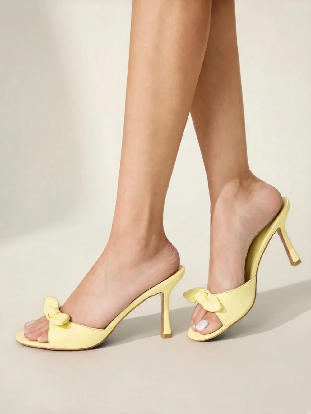 yellow Elegant Women's Round Toe High Heel Mules Sandals Shoes